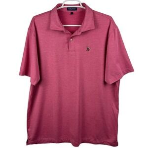 Peter Millar Crown Crafted Men XL Polo Shirt Pink Acorn Embroidered‎ Golf Casual